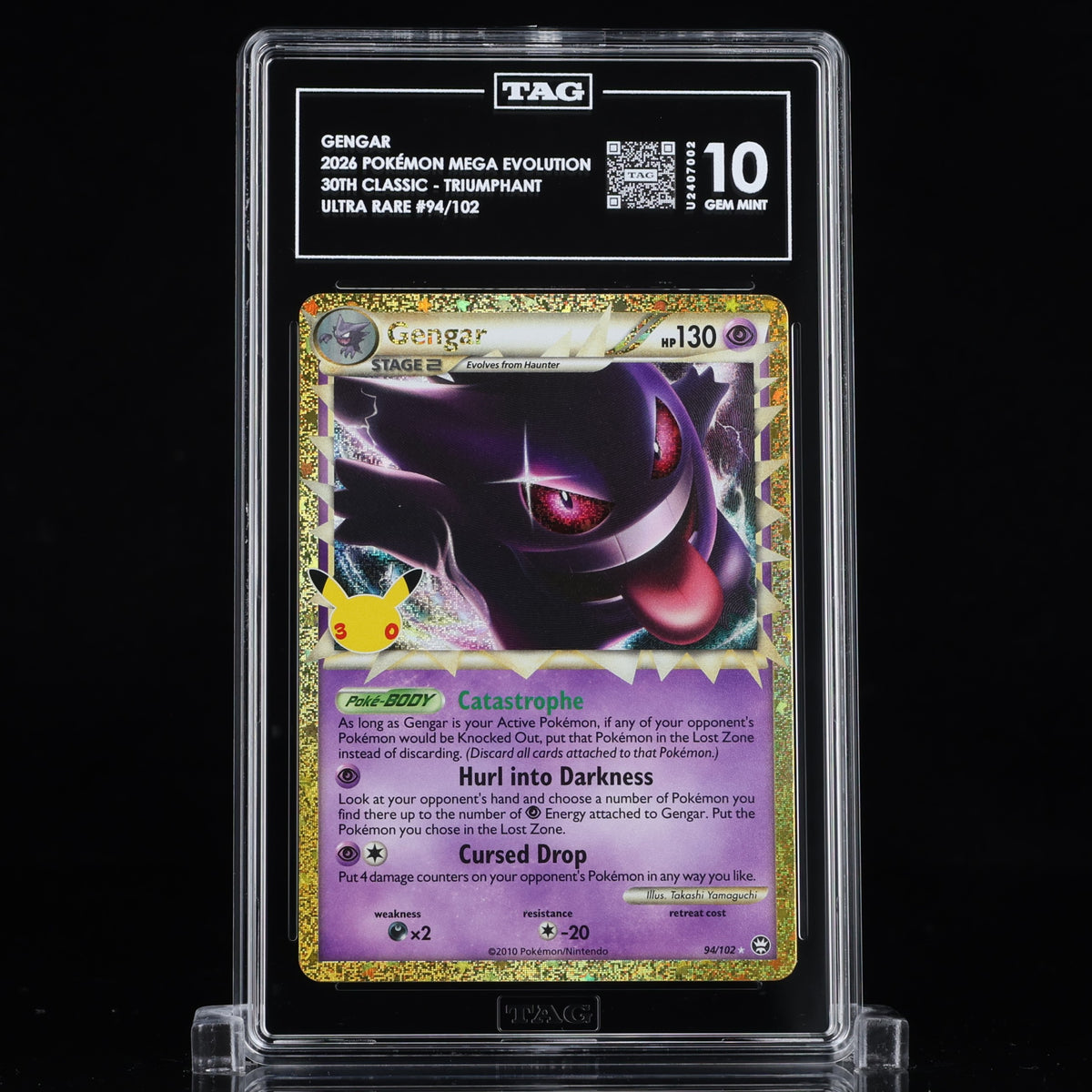 Pokemon 30th Celebration Gengar 94/102 Classic Collection TAG 10