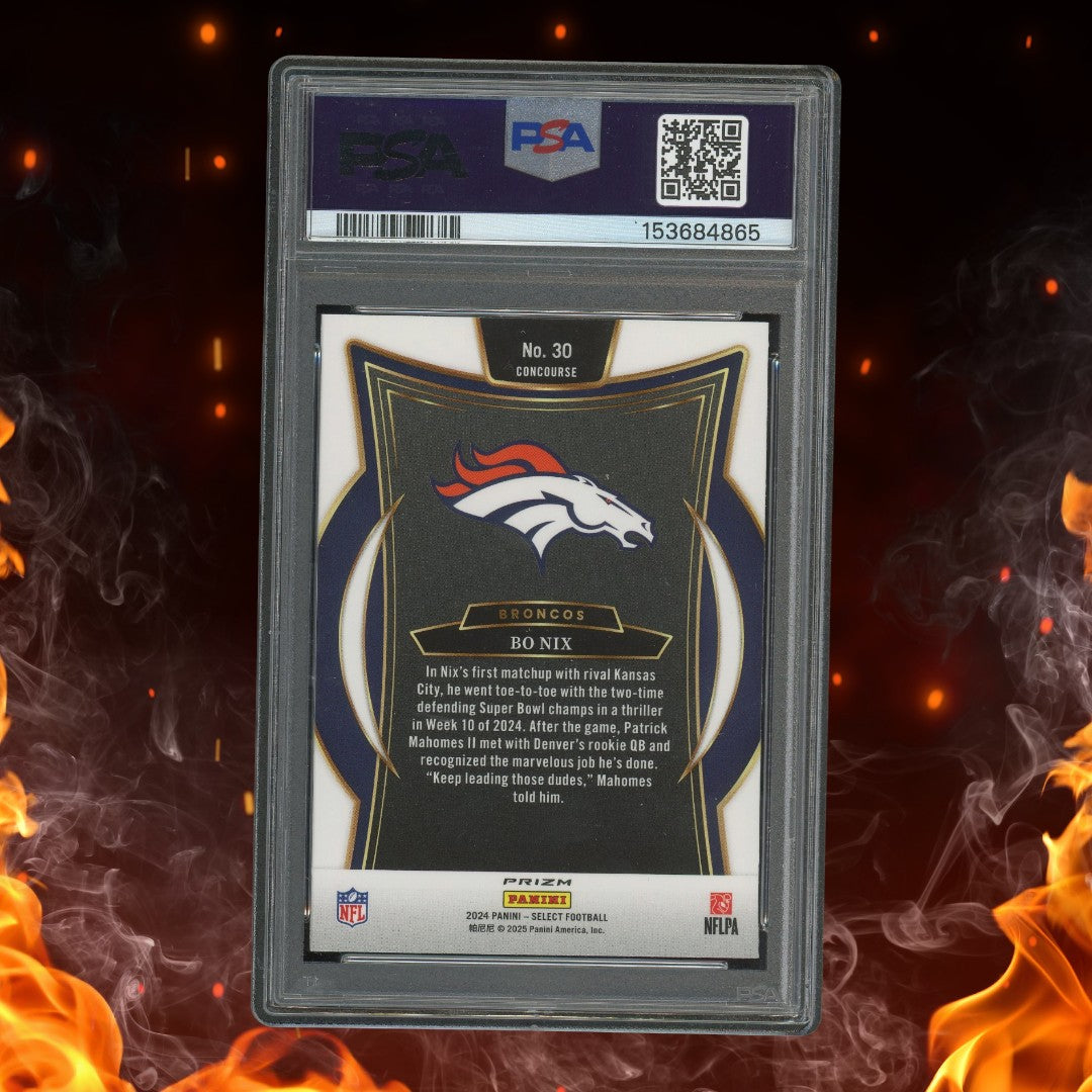 2024 Panini Select Bo Nix Black & Gold Shock Rookie #30 PSA 10