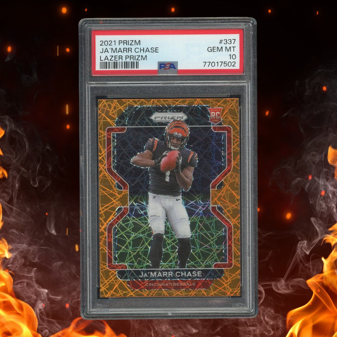 2021 Panini Prizm Ja'Marr Chase Lazer Prizm Rookie #337 PSA 10