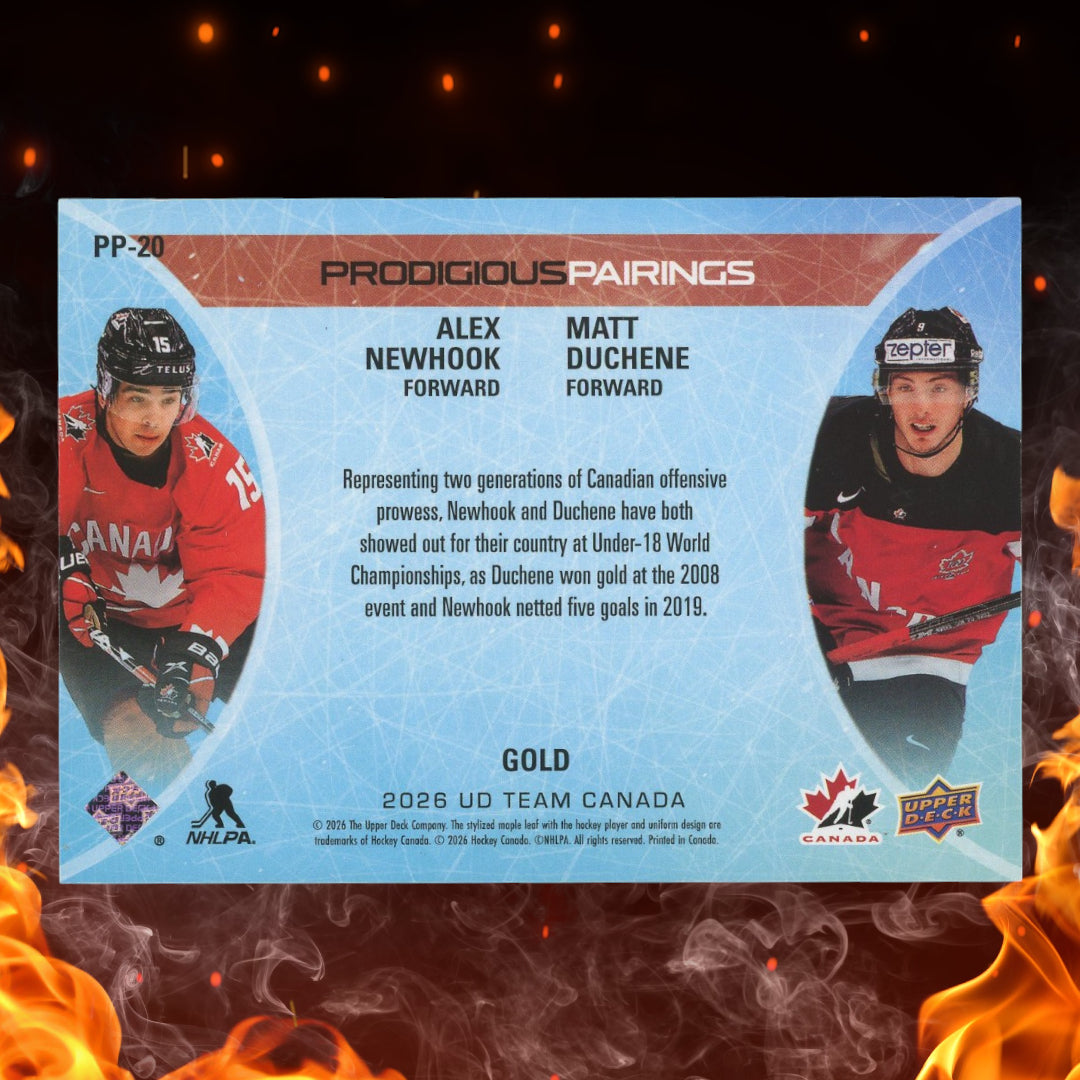 2026-27 UD Team Canada Alex Newhook Matt Duchene PP Gold /25 #PP-20