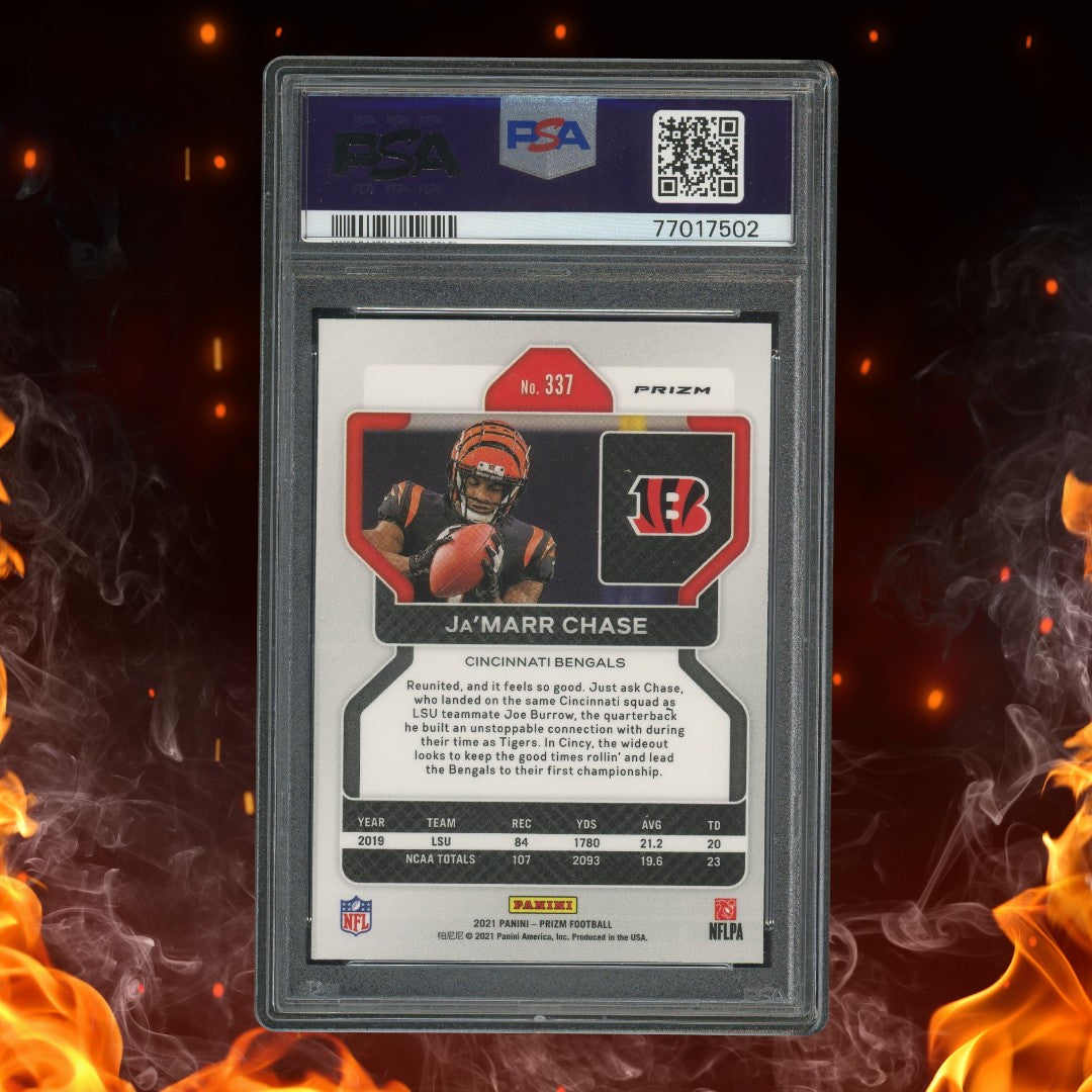 2021 Panini Prizm Ja'Marr Chase Lazer Prizm Rookie #337 PSA 10