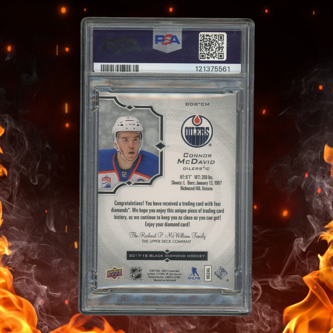 2017-18 Upper Deck Black Diamond Connor McDavid Diamond Relics Quad /5 PSA 8
