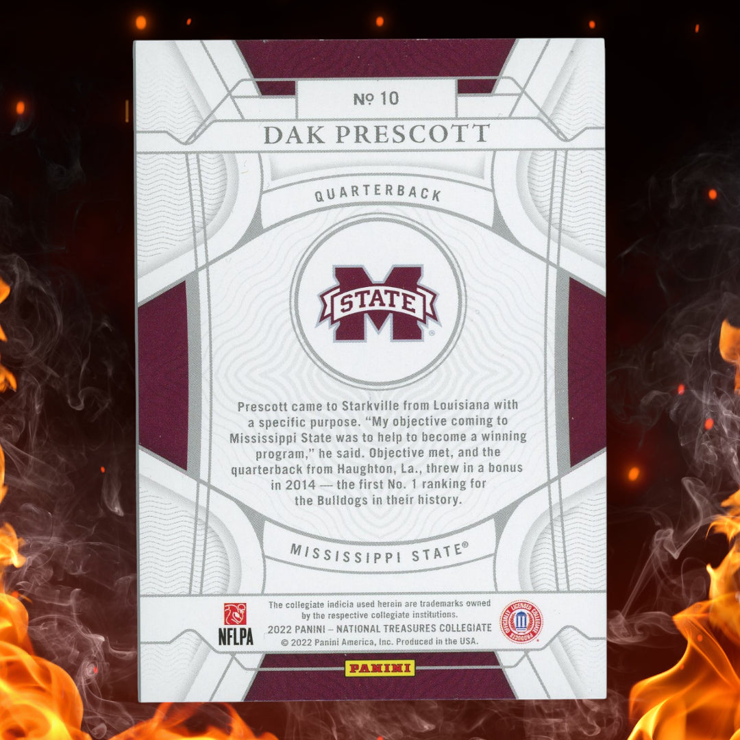 2022 Panini National Treasures Collegiate Dak Prescott Base Emerald /5 #10