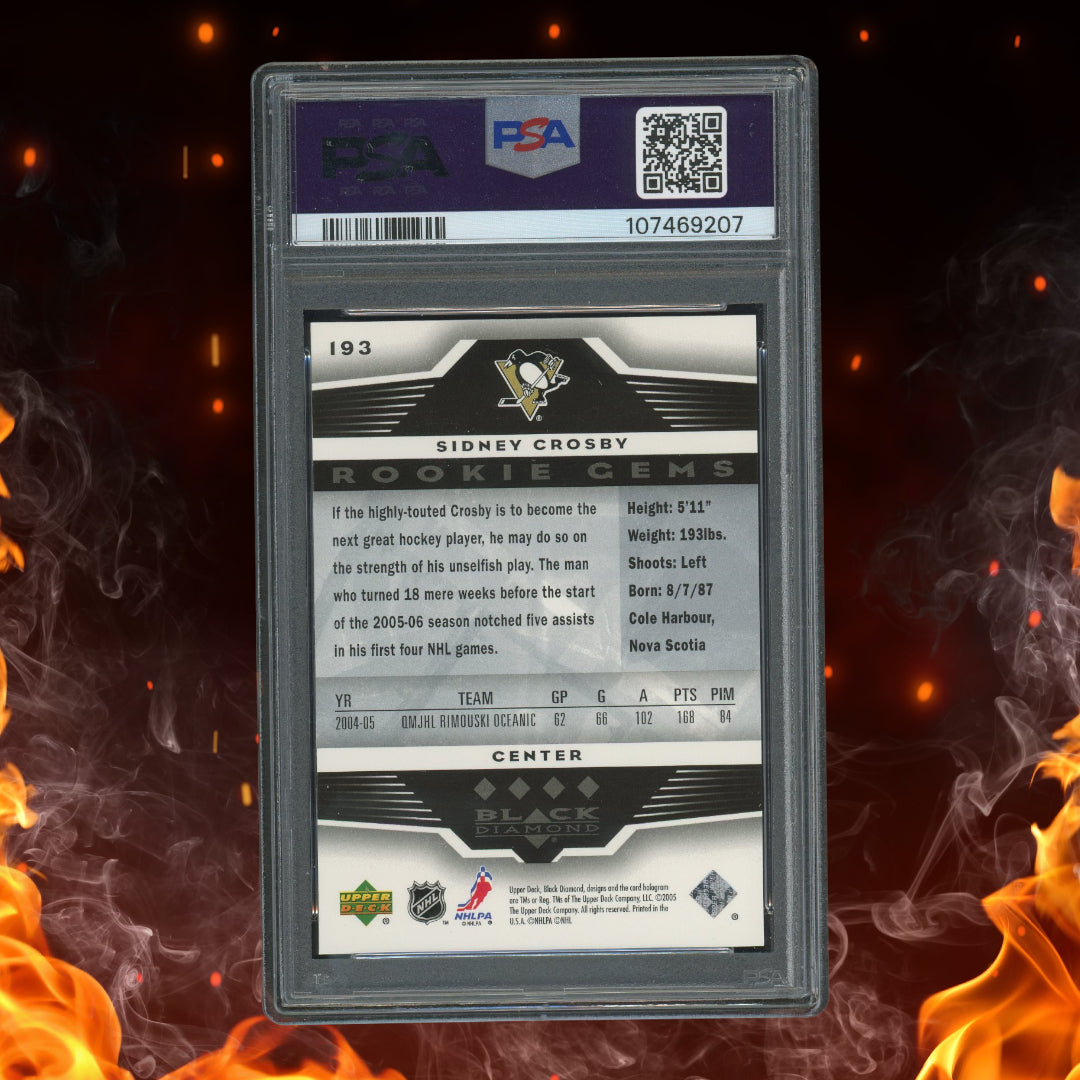 2005-06 UD Black Diamond Sidney Crosby Rookie Rookie Gems Quadruple #193 PSA 9
