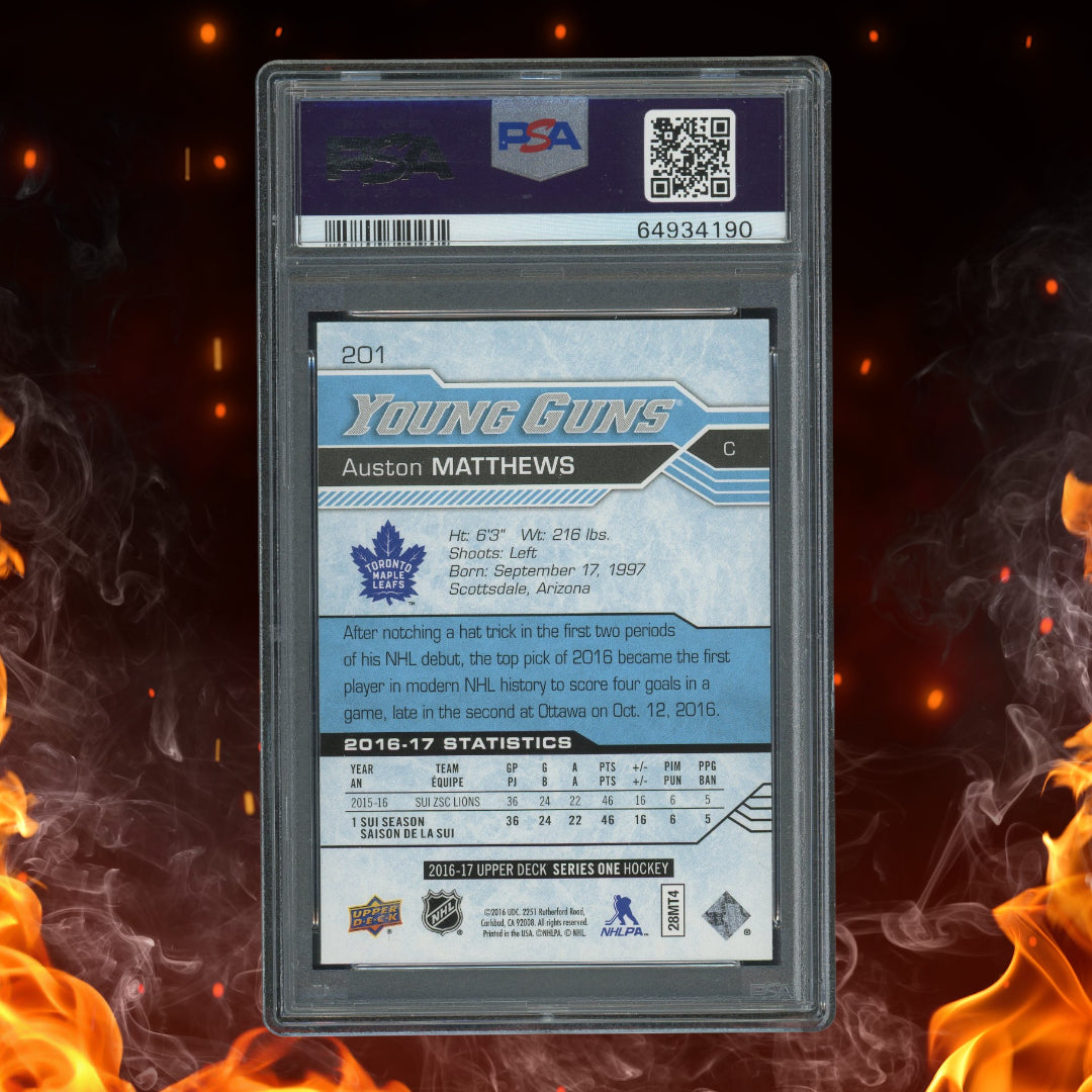 2016-17 Upper Deck Auston Matthews Young Guns Rookie #201 PSA 10