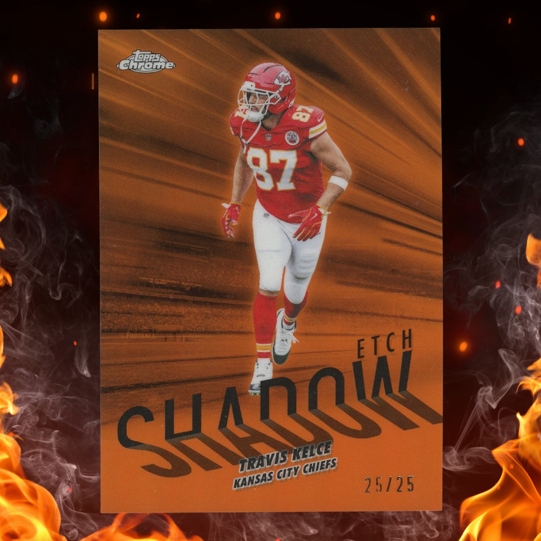 2025 Topps Chrome Travis Kelce Shadow Etch Orange Refractor /25 #SE-28