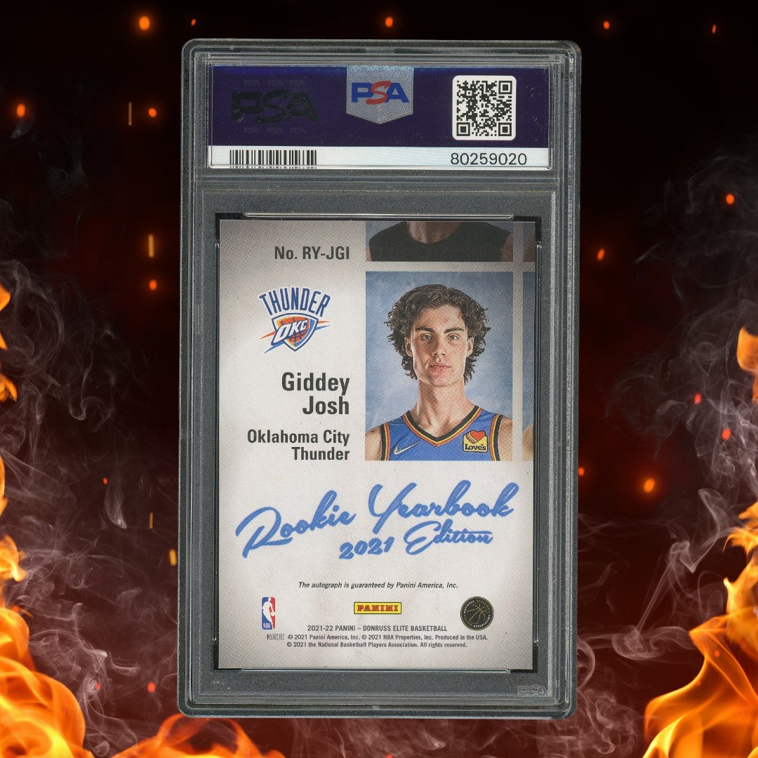 2021 Panini Donruss Elite Josh Giddey Rookie Yearbook Auto #RY-JGI PSA 8