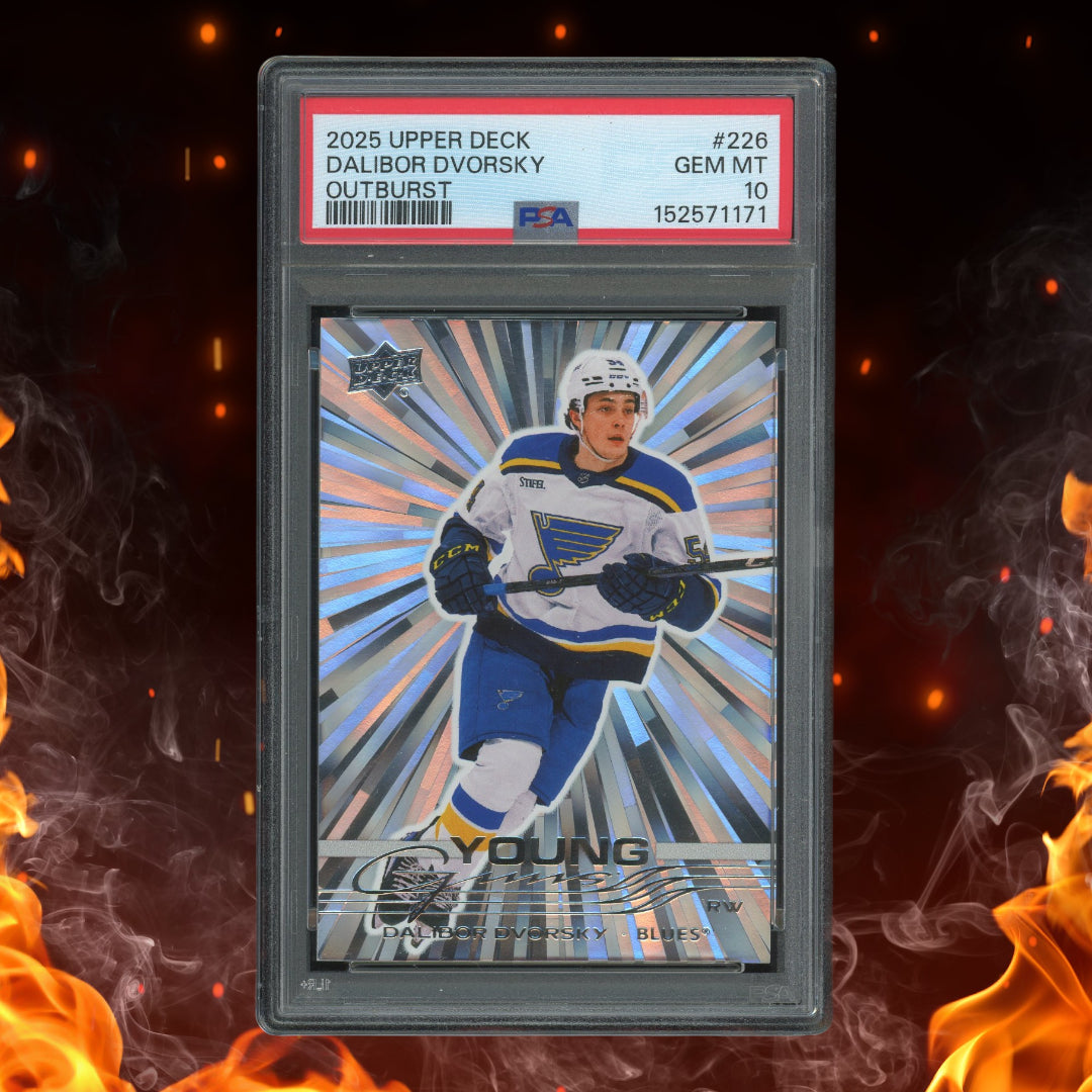 2025-26 Upper Deck Series 1 Dalibor Dvorsky Young Guns Outburst Silver PSA 10