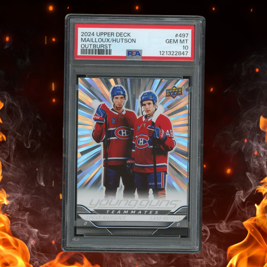 2024-25 Upper Deck Series 2 Mailloux / Hutson Young Guns Rookie Outburst PSA 10