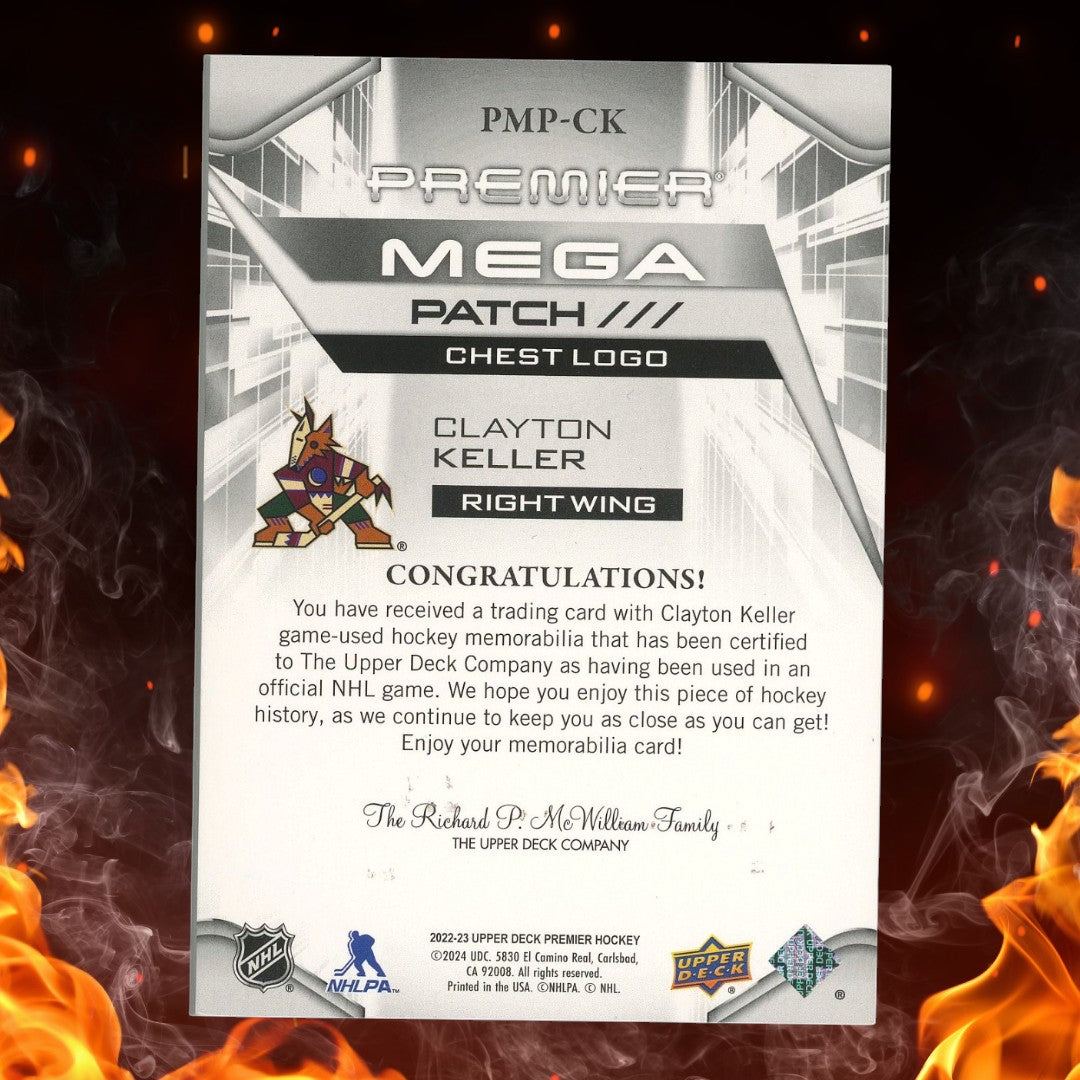 2022-23 Upper Deck Premier Clayton Keller Mega Patch Chest Logo /26 #PMP-CK
