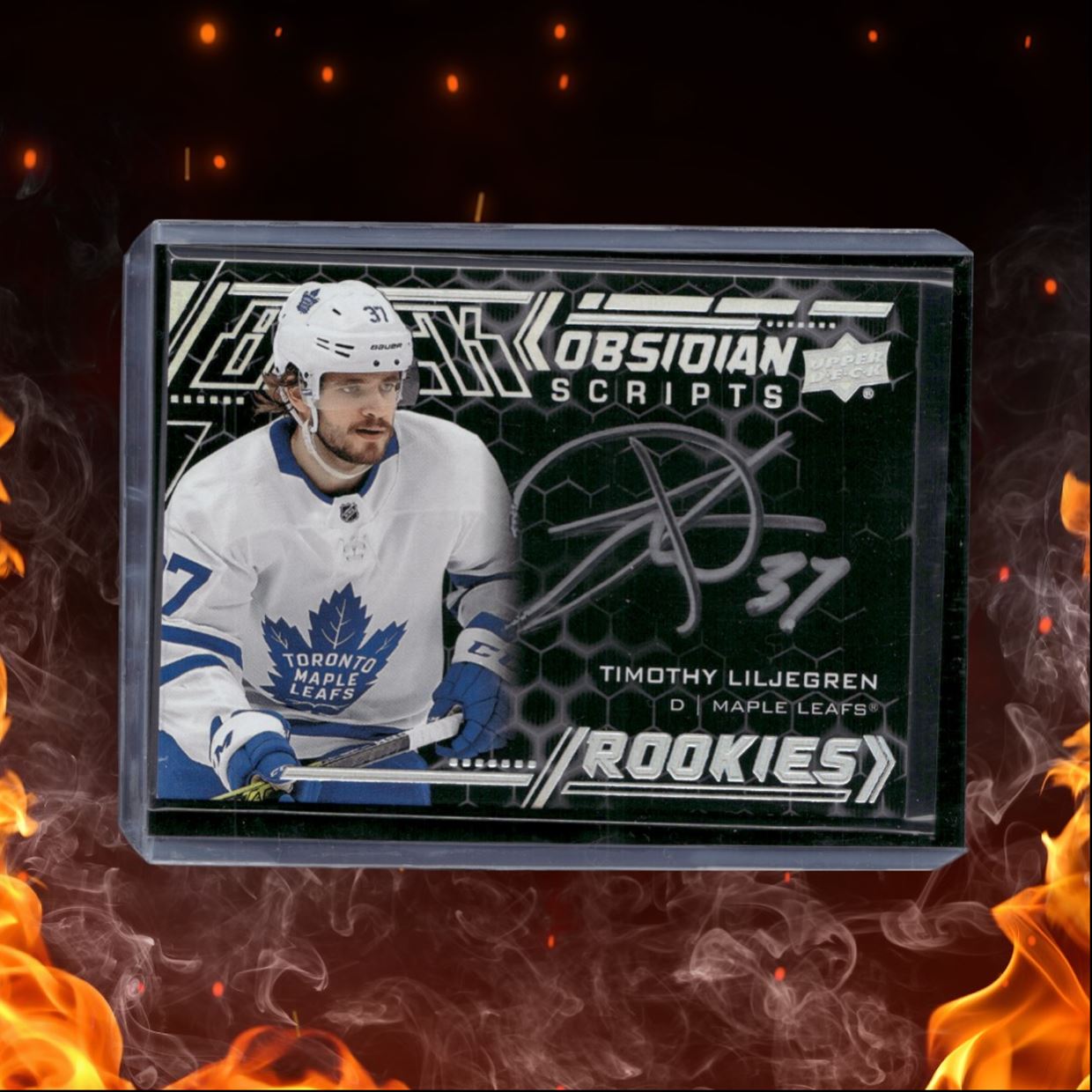 2020-21 Upper Deck SPx Timothy Liljegren Black Obsidian Scripts Rookie Auto