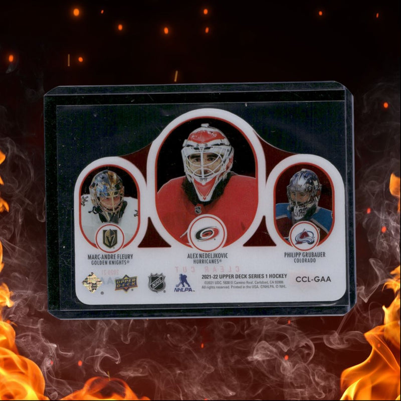 2021-22 Upper Deck Marc-Andre Fleury / Nedeljkovic / Grubauer Clear Cut Leaders