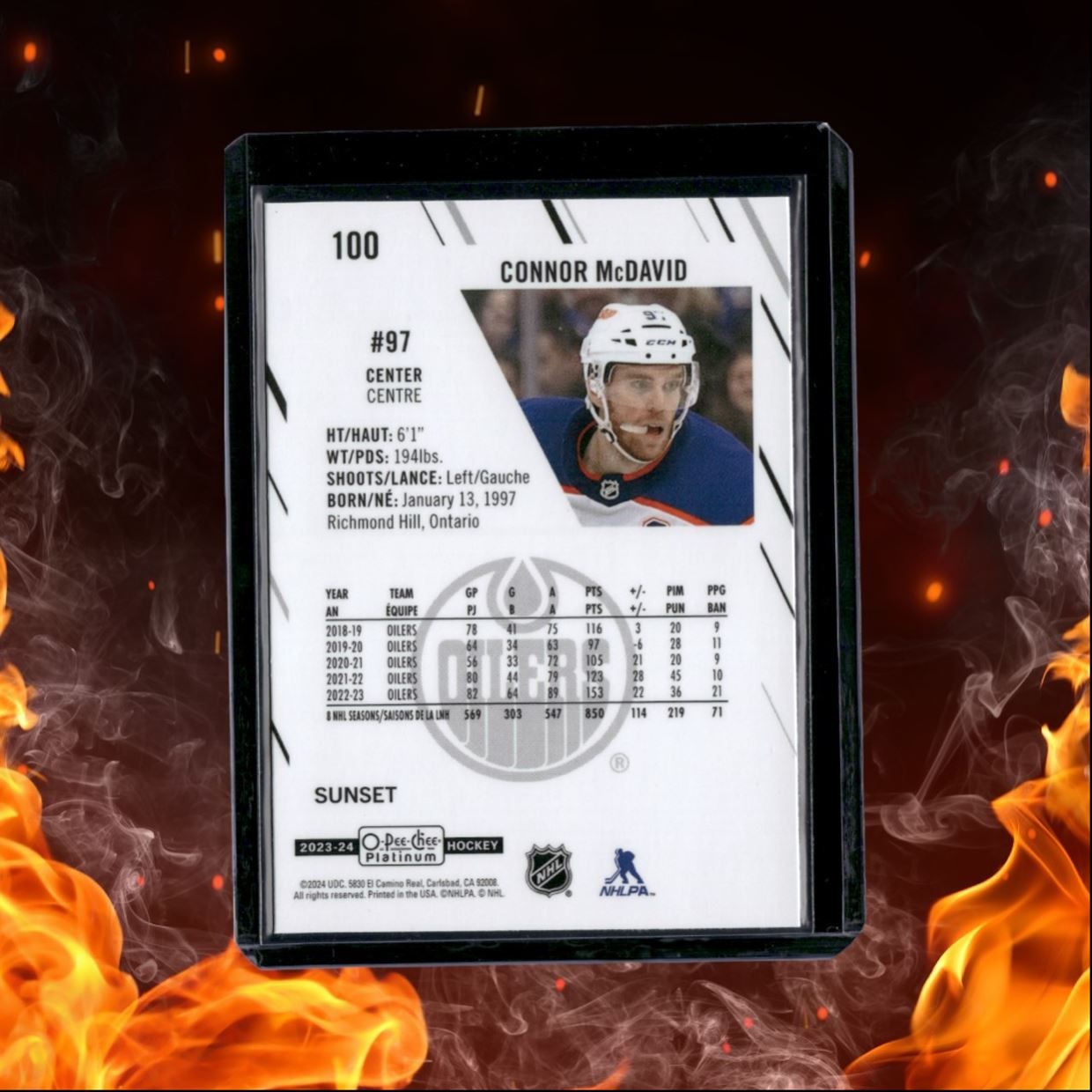 2023-24 O-Pee-Chee Platinum Connor McDavid Sunset #100
