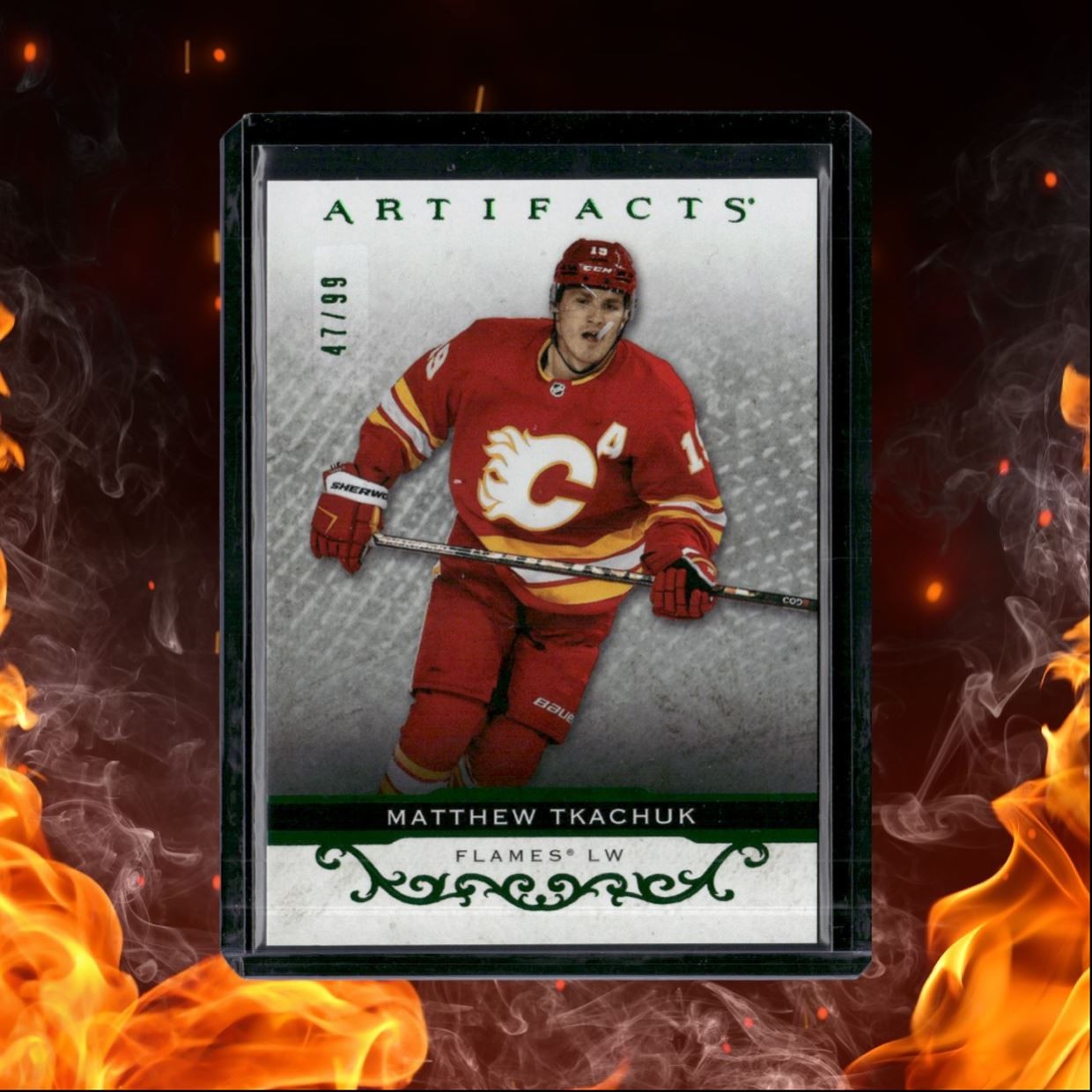 2021-22 Upper Deck Artifacts Matthew Tkachuk Emerald Green 47/99 #111