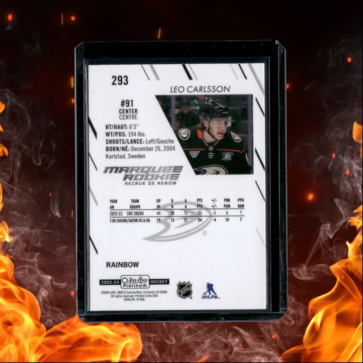 2023-24 O-Pee-Chee Platinum Leo Carlsson Rainbow #293