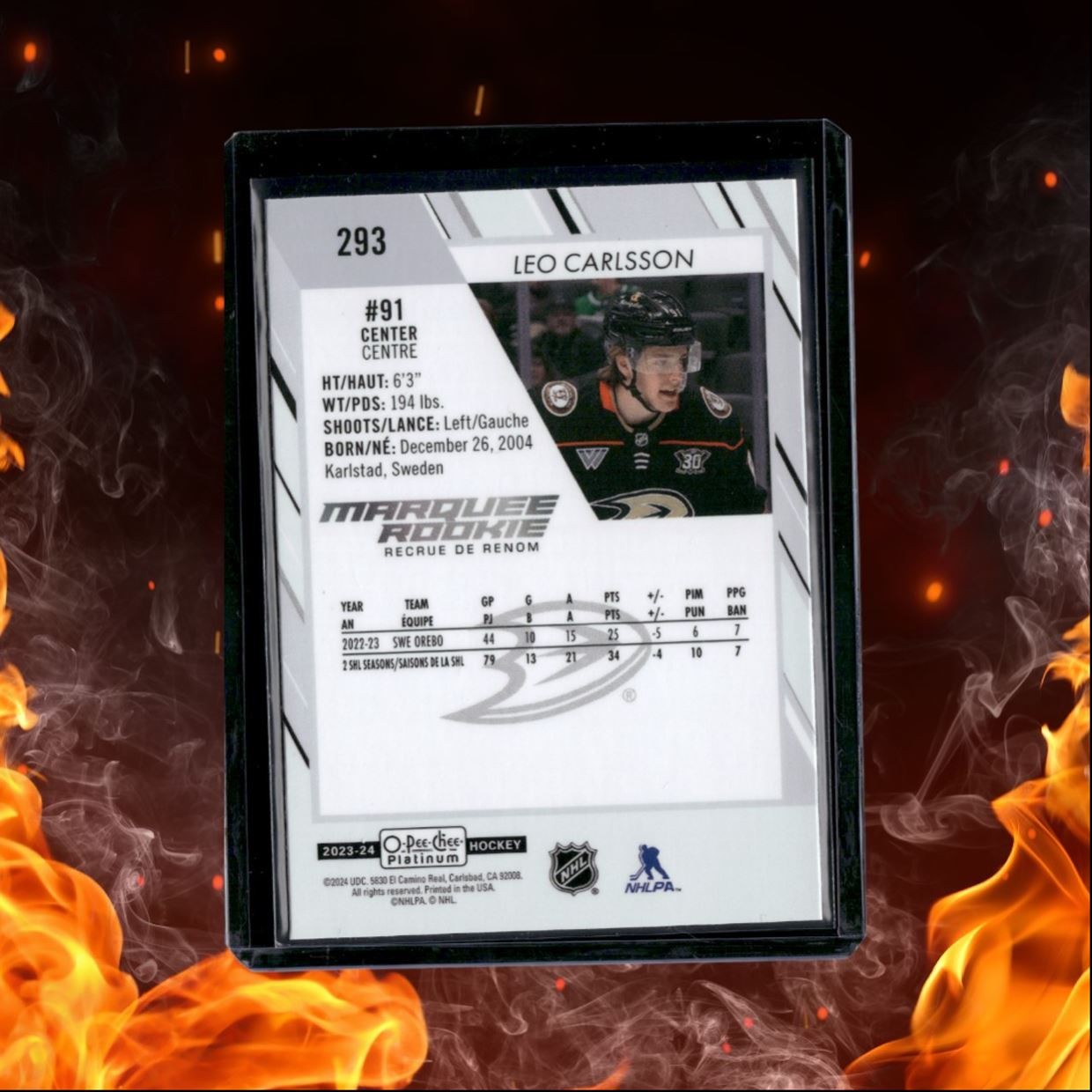 2023-24 O-Pee-Chee Platinum Leo Carlsson Marquee (B) Rookie #293