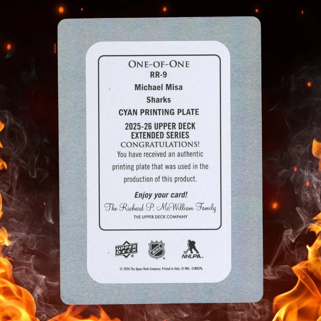 2025-26 Upper Deck Extended MICHAEL MISA Rookie Cyan Printing Plate 1/1 #RR-9
