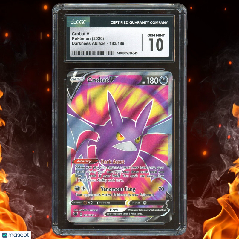 Pokemon Darkness Ablaze CROBAT V Full Art 182/189 CGC 10