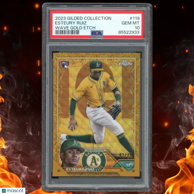 2023 Topps Chrome Gilded Coll. ESTEURY RUIZ Rookie /75 Wave Gold Tech PSA 10 119