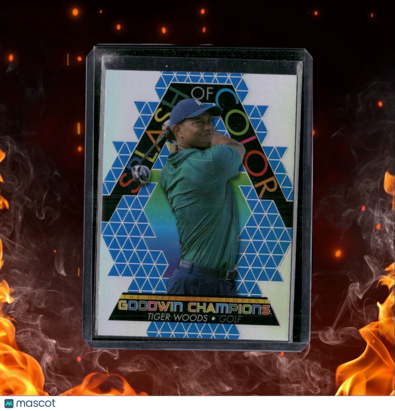2022 UD Goodwin Champions Tiger Woods Splash of Color Rainbow Blue