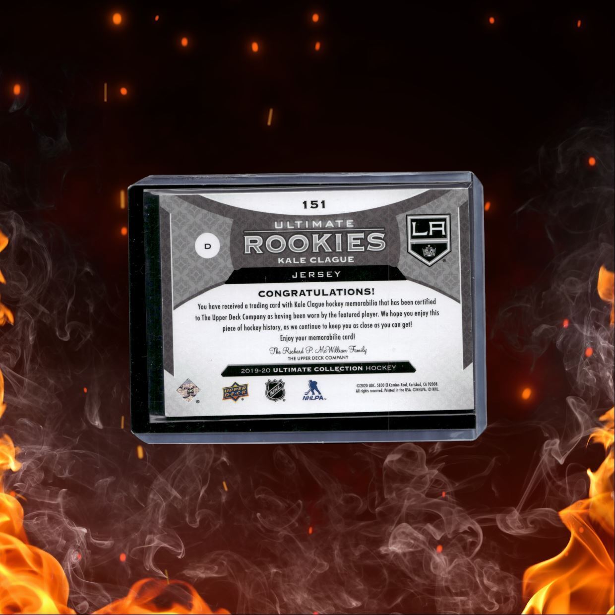 2019-20 Upper Deck Ultimate Kale Clague Jersey Rookie 302/399 #151