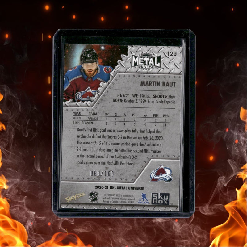2020-21 Skybox Metal Universe Martin Kaut Precious Metal Gems Red Rookie 069/100