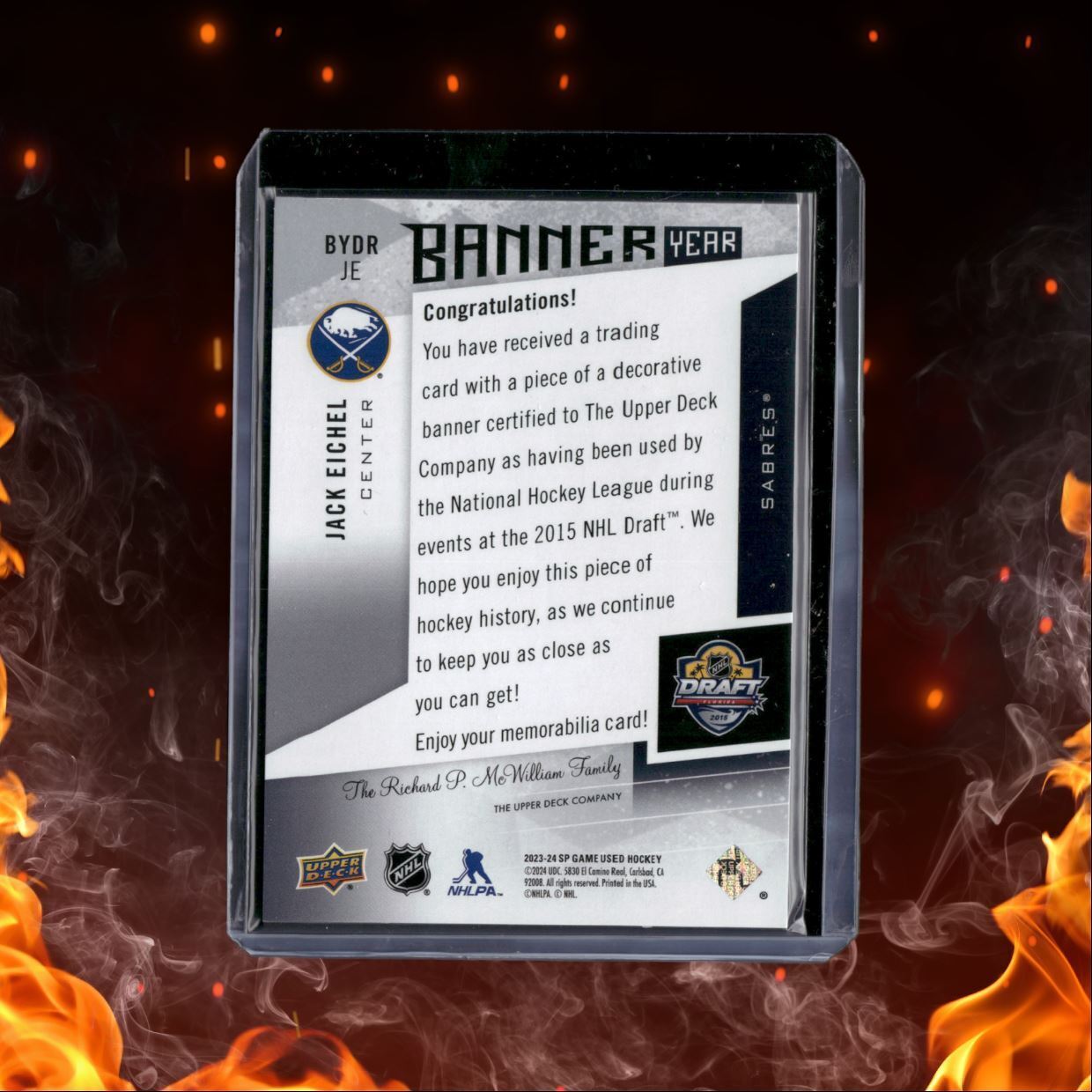 2023-24 SP Game Used Jack Eichel Banner Year 2015 Draft #BYDR-JE