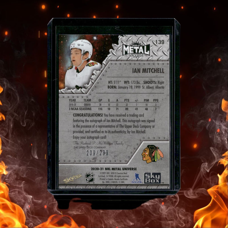 2020-21 Skybox Metal Universe Ian Mitchell Silver Rookie Auto 209/299
