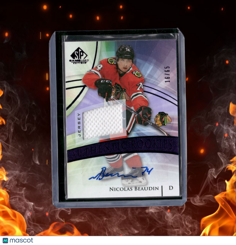 2020-21 SP Game Used Nicolas Beaudin Jersey Purple Rookie Auto 16/65