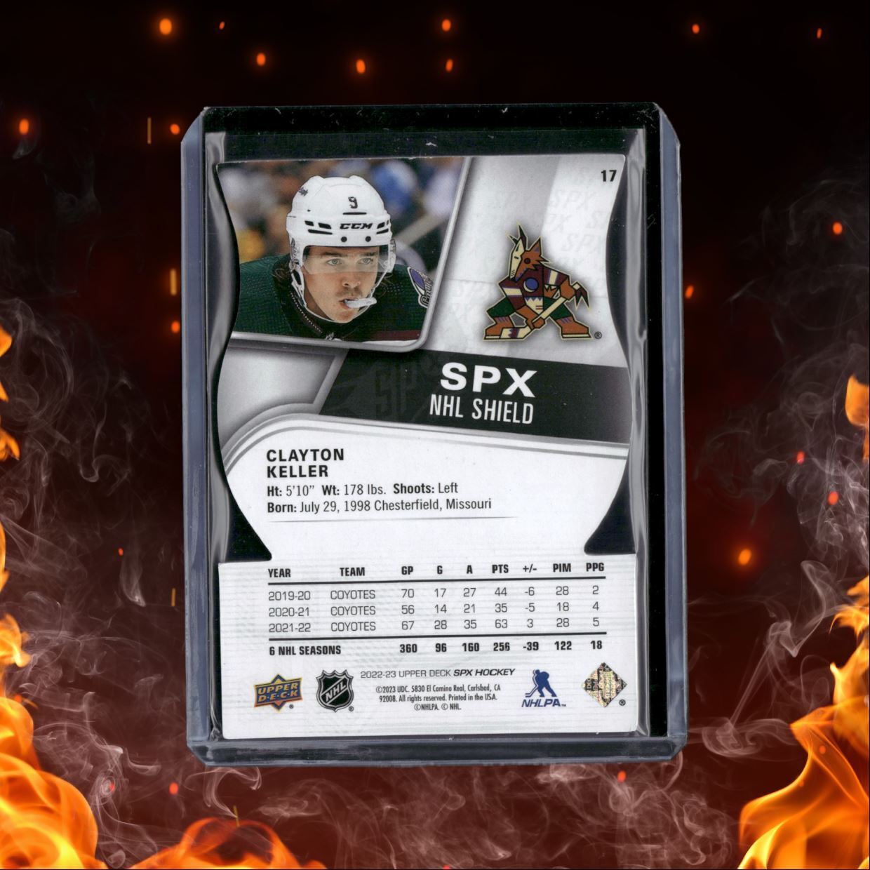 2022-23 Upper Deck SPx Clayton Keller NHL Logo Die-Cut 21/25 #17