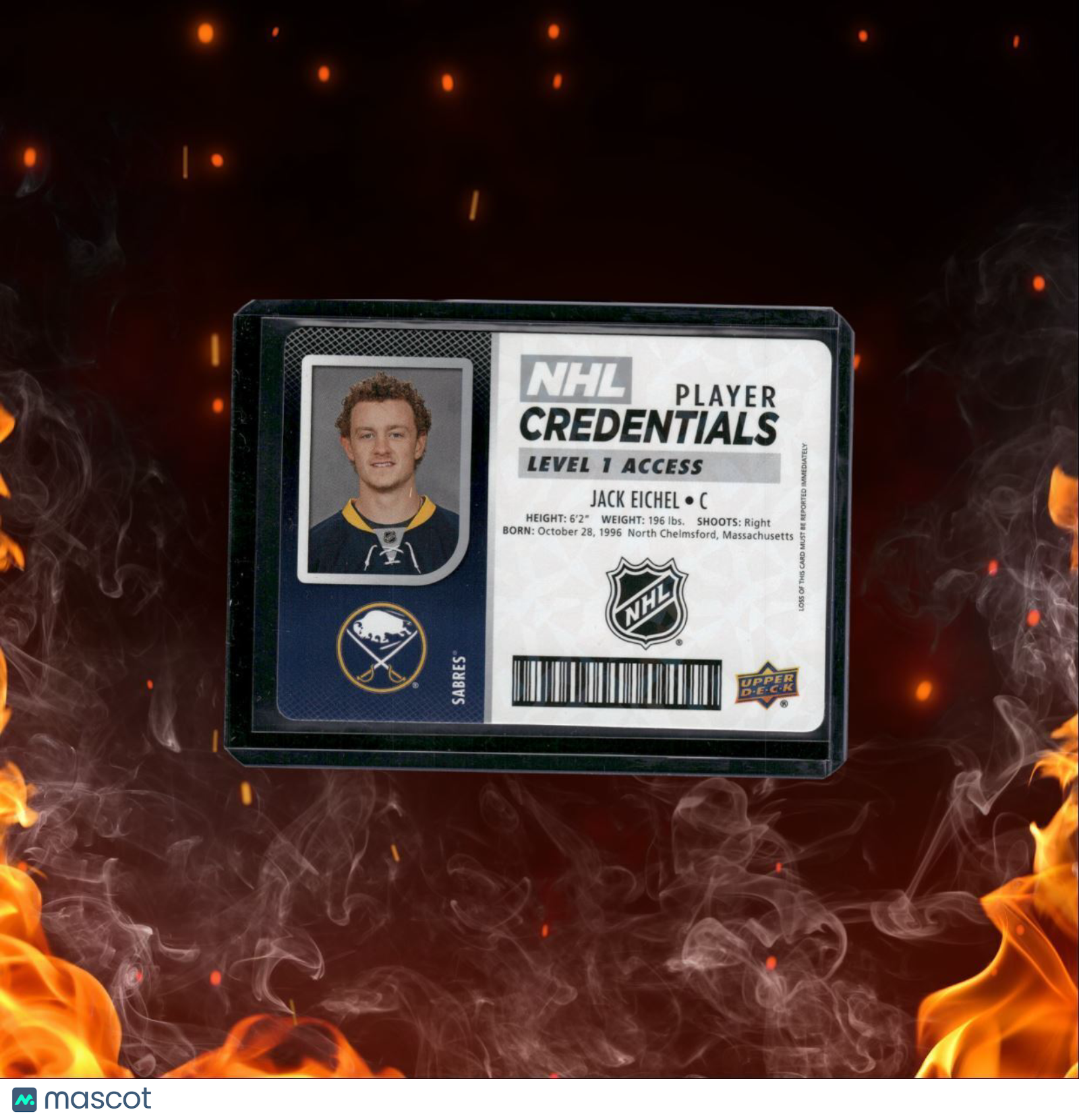 2017-18 Upper Deck MVP Jack Eichel Player Credentials Level 1 #NHL-JE