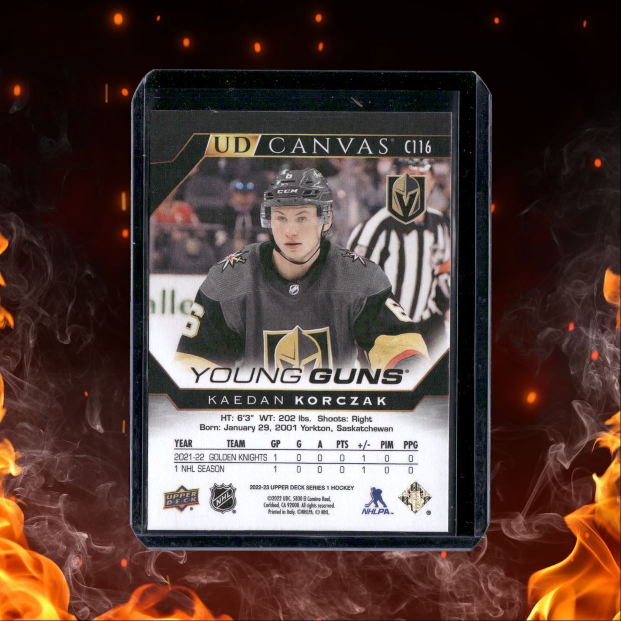 2022-23 Upper Deck Kaedan Korczak Black & White Canvas Young Guns Rookie #C116