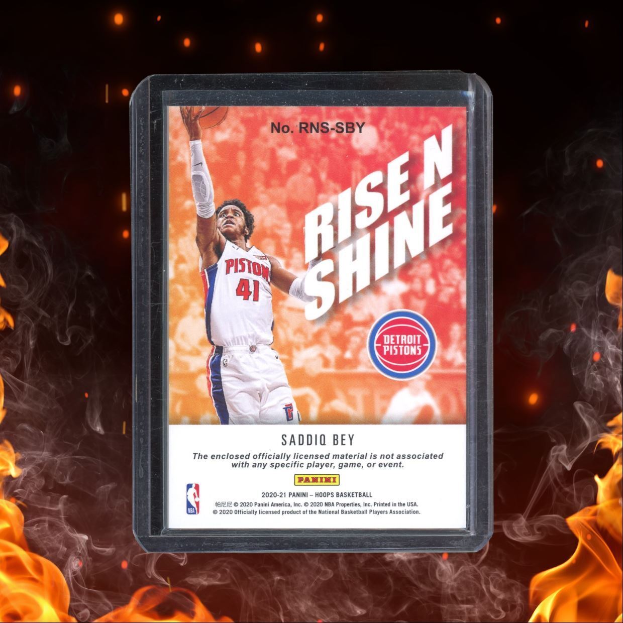 2020-21 Panini Hoops Saddiq Bey Rise N Shine Jersey Rookie #RNSSBY