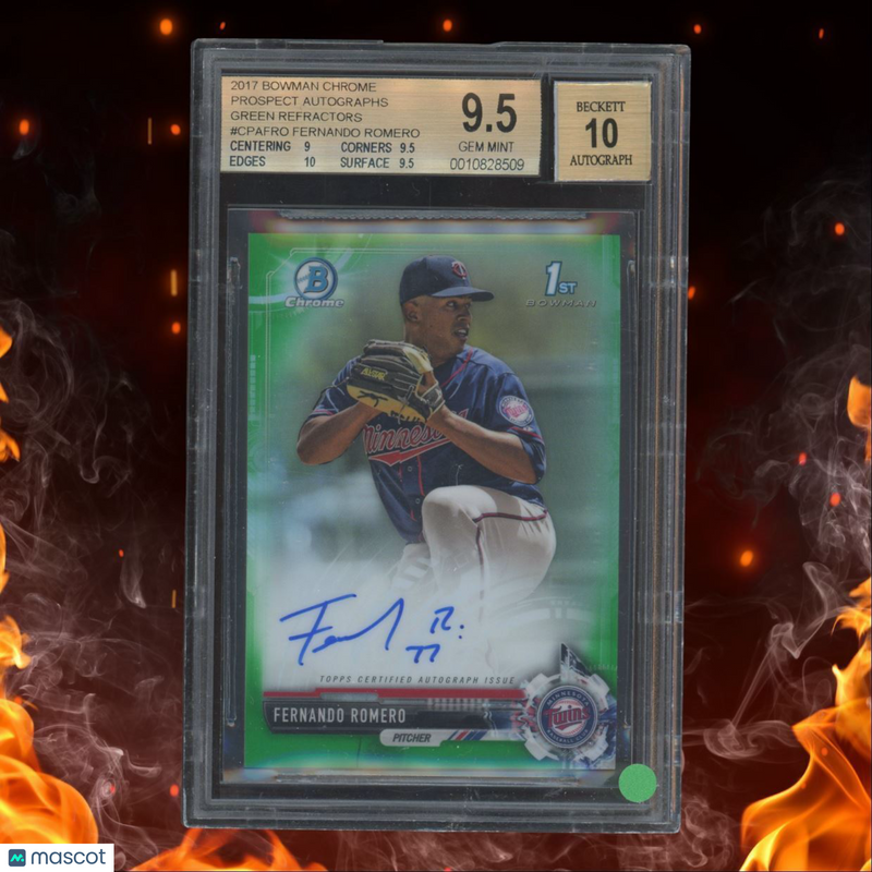 2017 Bowman Chrome Fernando Romero 1st Prospect Green Refractor Rookie Auto