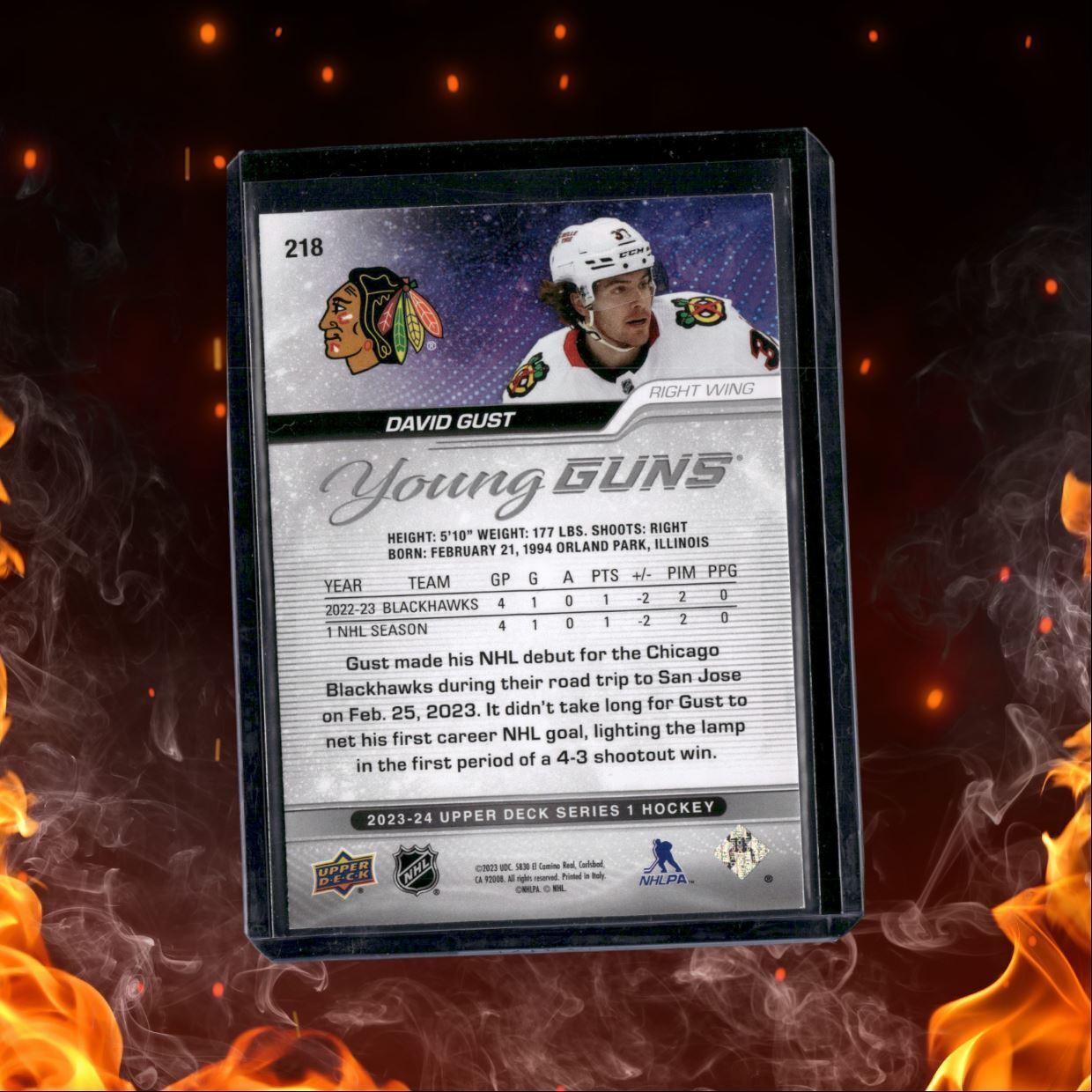 2023-24 Upper Deck David Gust Silver Out Burst Young Guns Rookie #218
