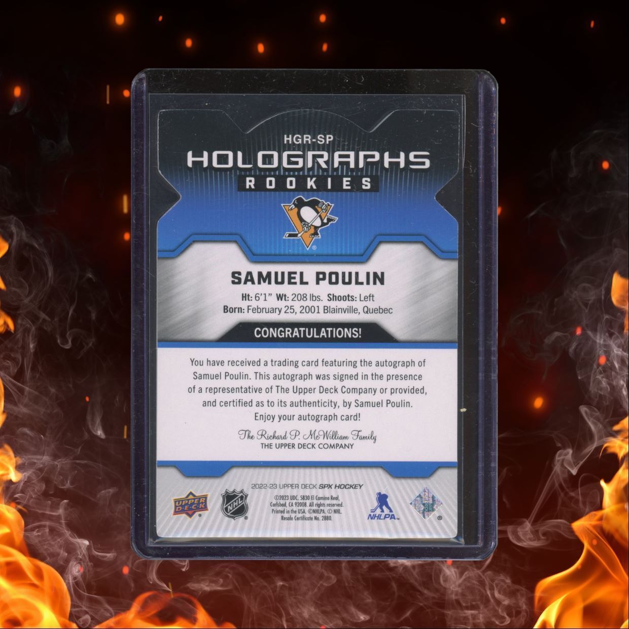 2022-23 Upper Deck SPX Samuel Poulin Holographs Rookie Auto 87/99 #HGR-SP