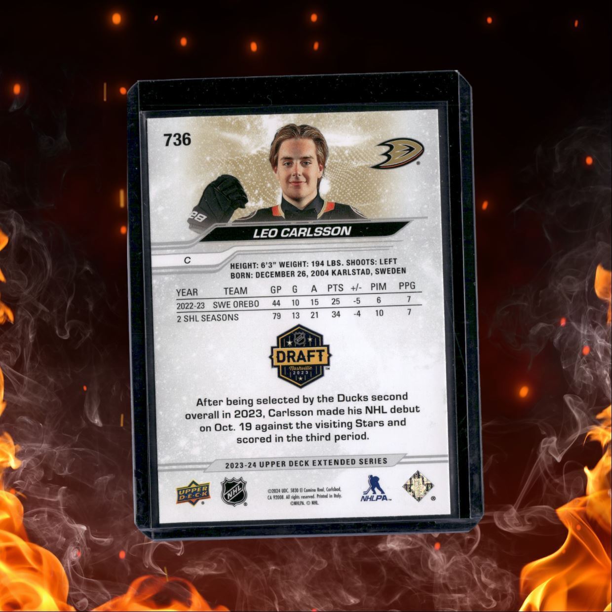 2023-24 Upper Deck Leo Carlsson 1st Draft Rookie #736