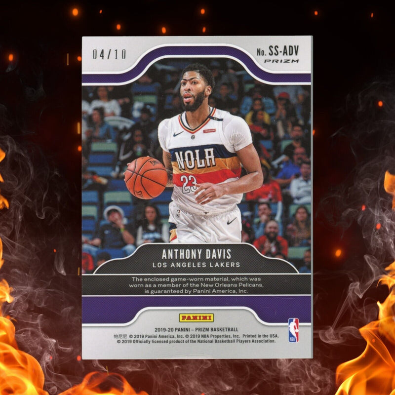 2019-20 Panini Prizm ANTHONY DAVIS Jersey Patch /10 Holo Silver SS-ADV Game Worn