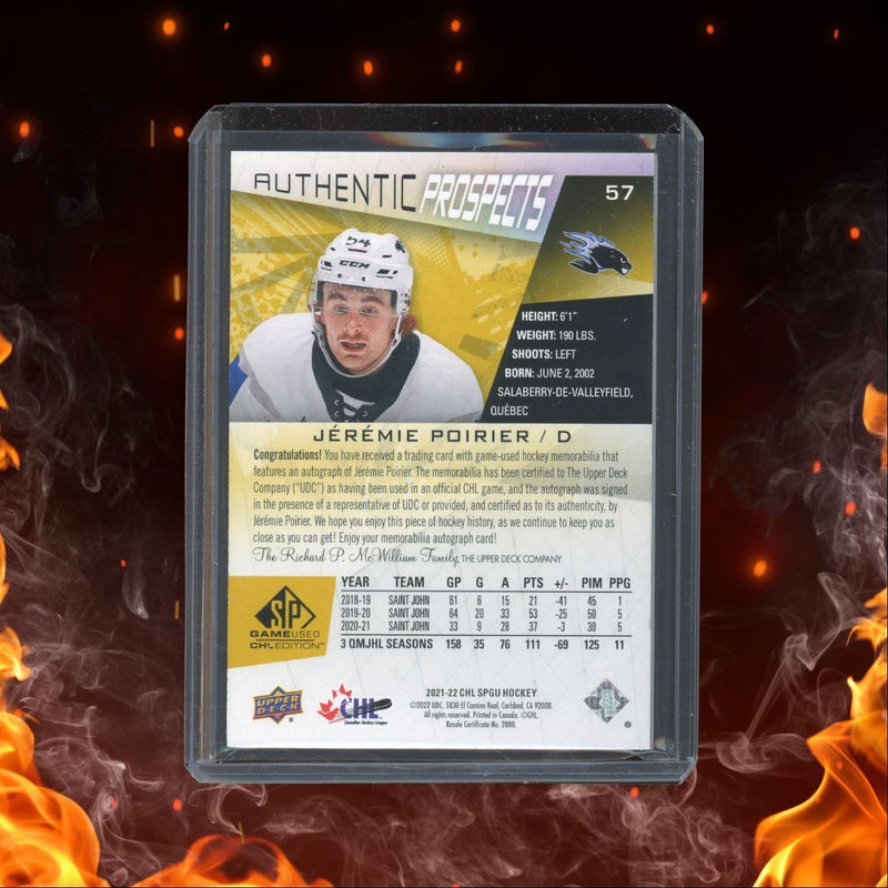 2021-22 Upper Deck SP Game Used CHL Jeremie Poirer Rookie Auto