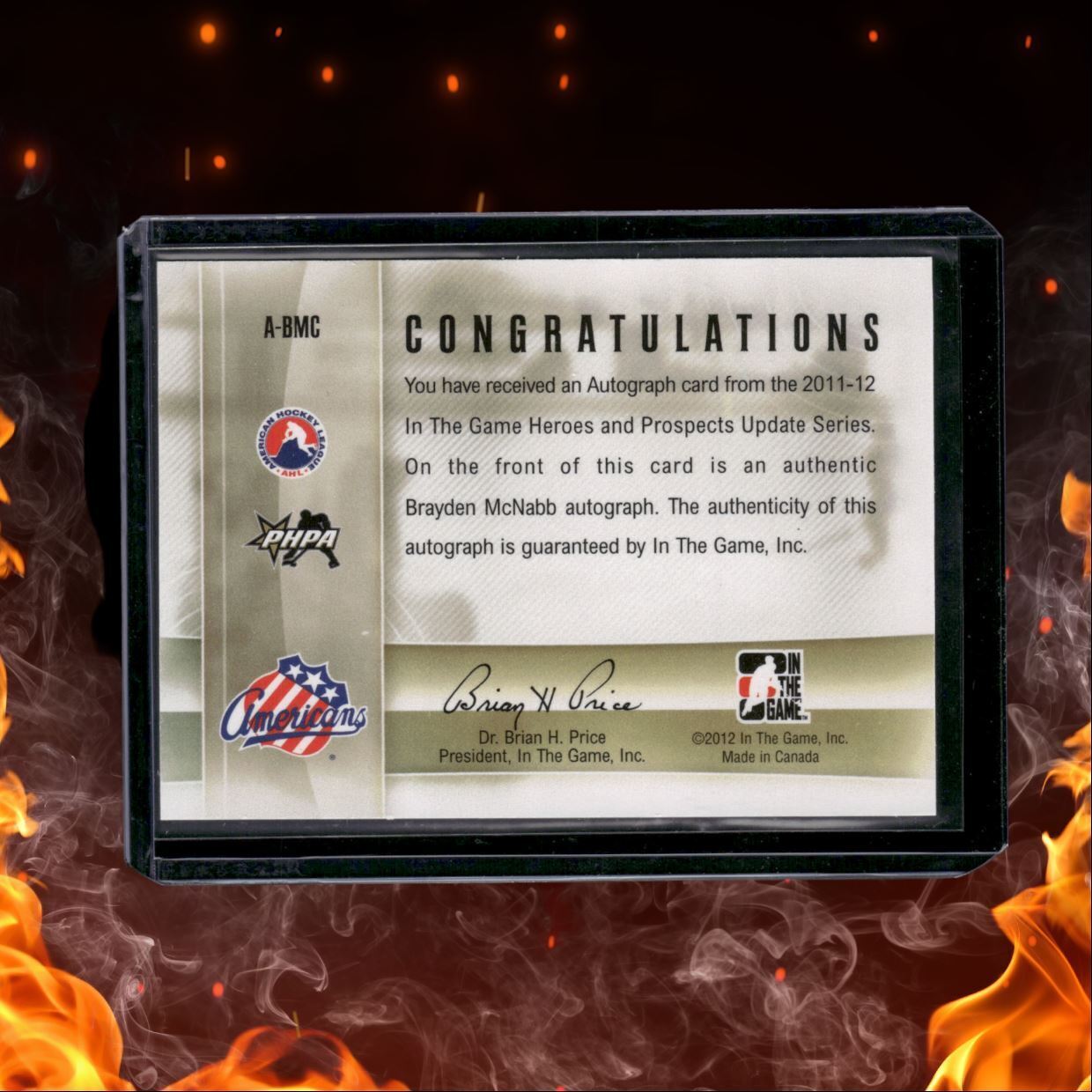 2012-13 In The Game Heroes and Prospects Barry Pederson Auto #2011