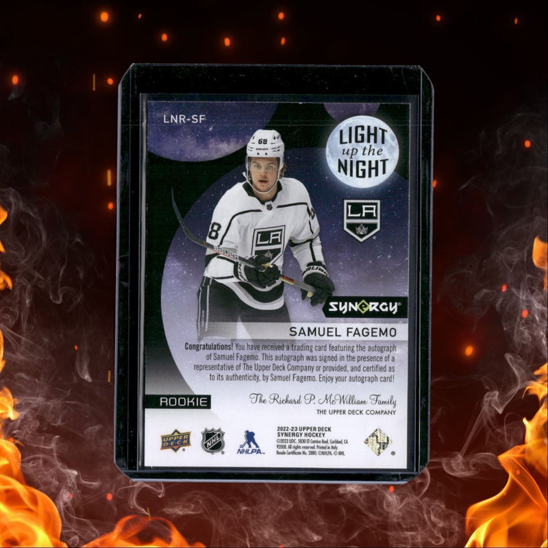 2022-23 Upper Deck Synergy Samuel Fagemo Light Up the Night Green Rookie Auto