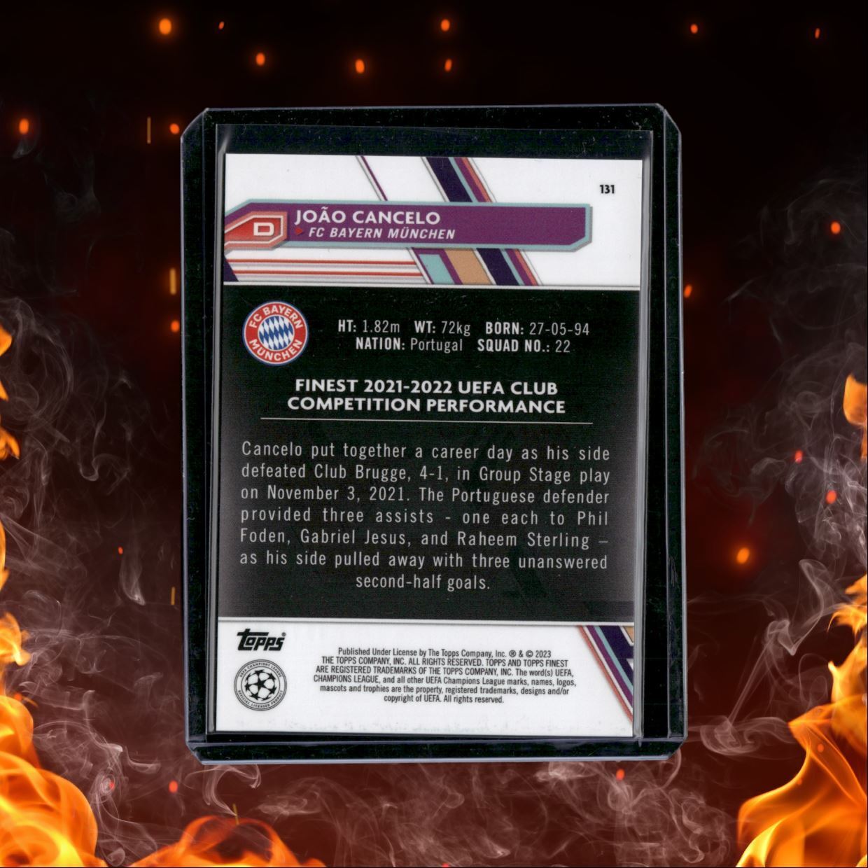 2022 Topps Finest Joao Cancelo Purple Refractor 151/299 #131