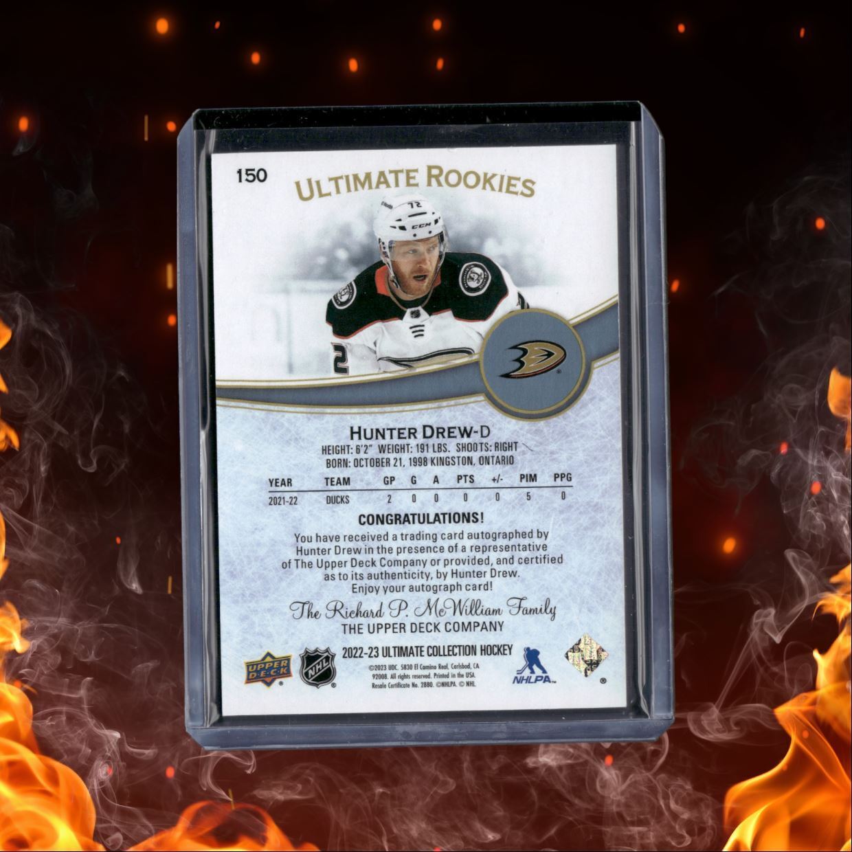 2022-23 Upper Deck Ultimate Hunter Drew Rookie Auto 219/299 #150