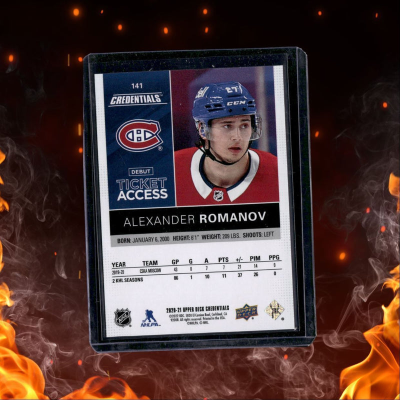 2020-21 Upper Deck Credentials Alexander Romanov Debut Ticket 274/599