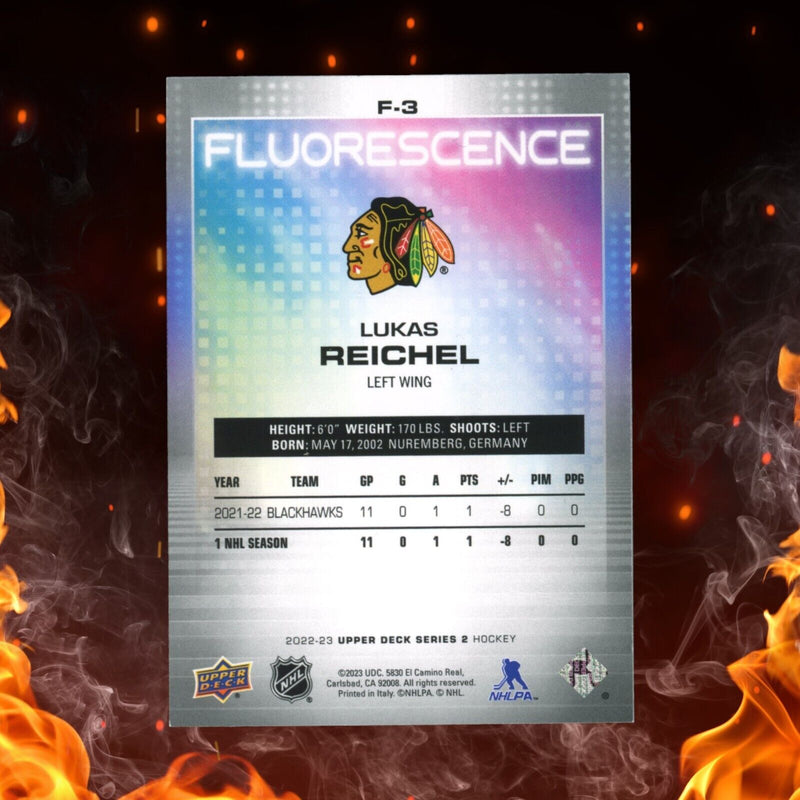 2022-23 Upper Deck LUKAS REICHEL Rookie Fluorescence 1/15 Green