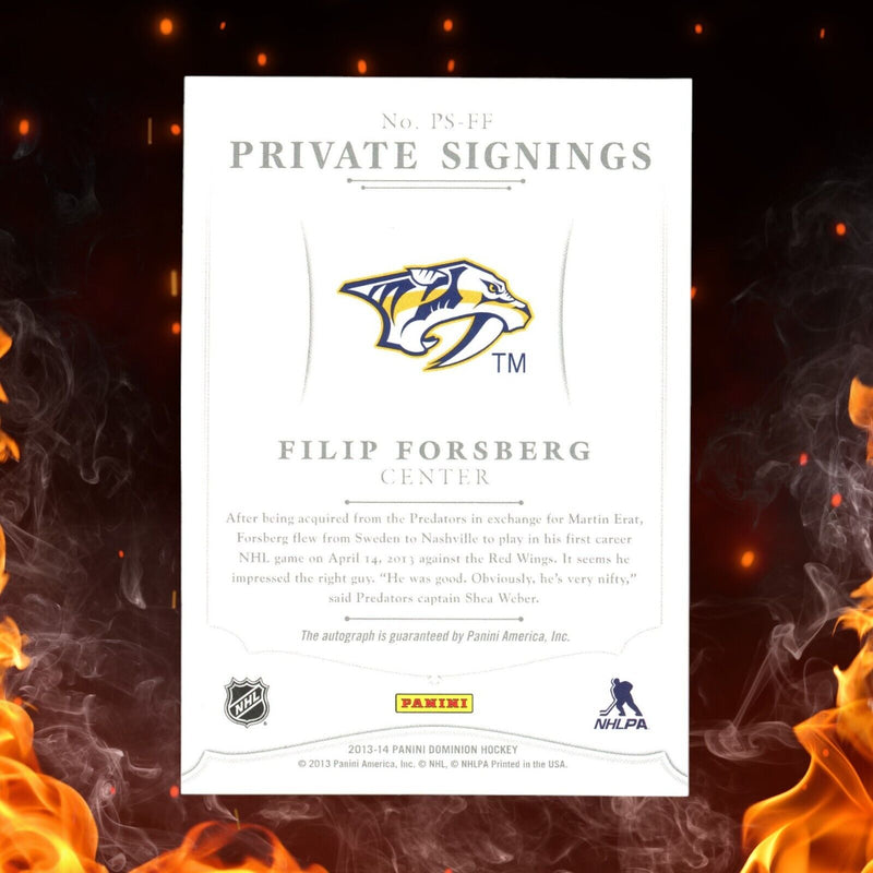 2013-14 Panini Dominion FILIP FORSBERG Rookie Private Signings Auto /199