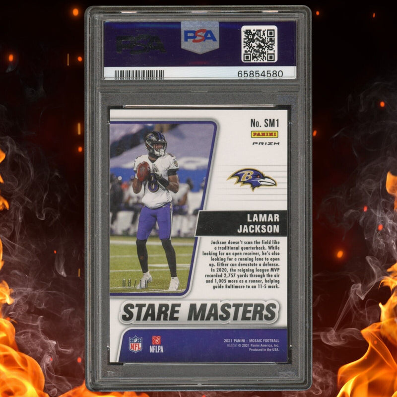 2021 Panini Mosaic LAMAR JACKSON Stare Masters /10 Gold PSA 10