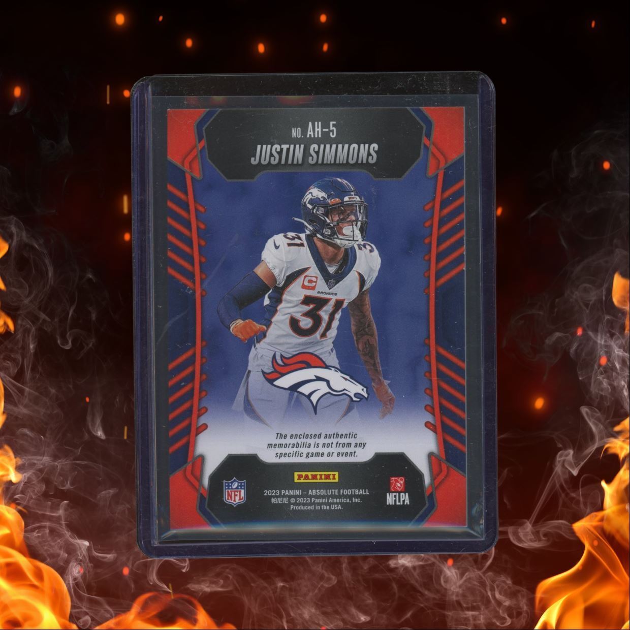 2023 Panini Absolute Justin Simmons Heroes Orange Relic 134/199 #AH-5