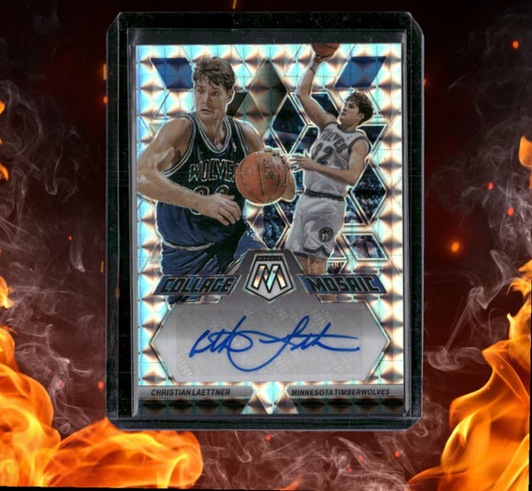 2022-23 Panini Mosaic Christian Laettner Collage Mosaic Prizm Auto #CM-LAE