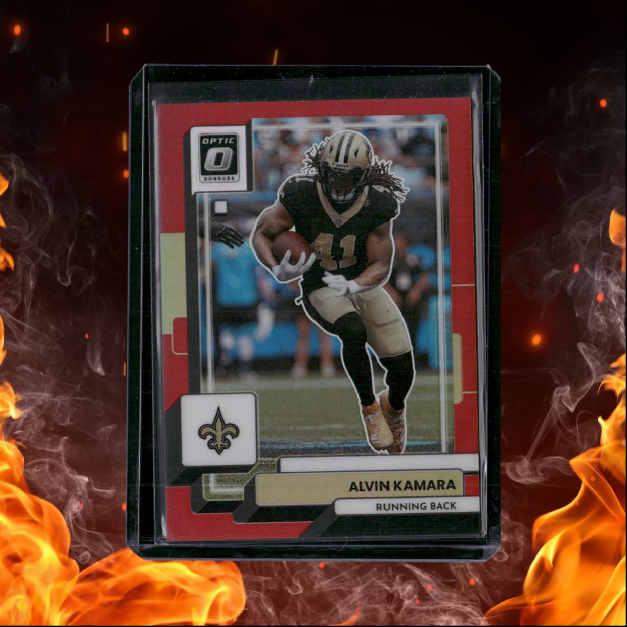 2022 Donruss Optic Alvin Kamara Red Holo Prizm 09/99 #140